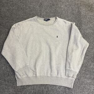 VTG Polo Ralph Lauren Gray Pony Crewneck Sweatshirt Men's XL Clsssic 90’s